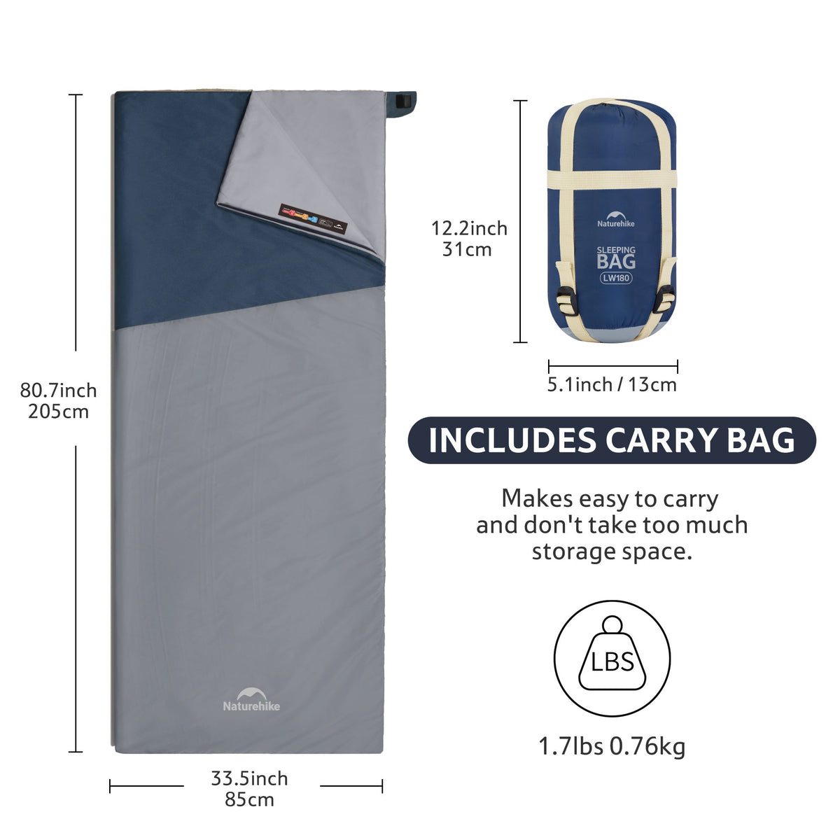 LW180™ Synthetic Sleeping Bag 59°F / 15°C