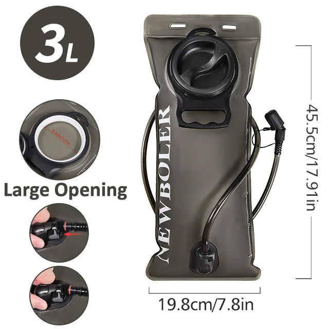 Hydration backpack with 1.5–3L water bladder reservoir