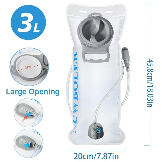 Hydration backpack with 1.5–3L water bladder reservoir