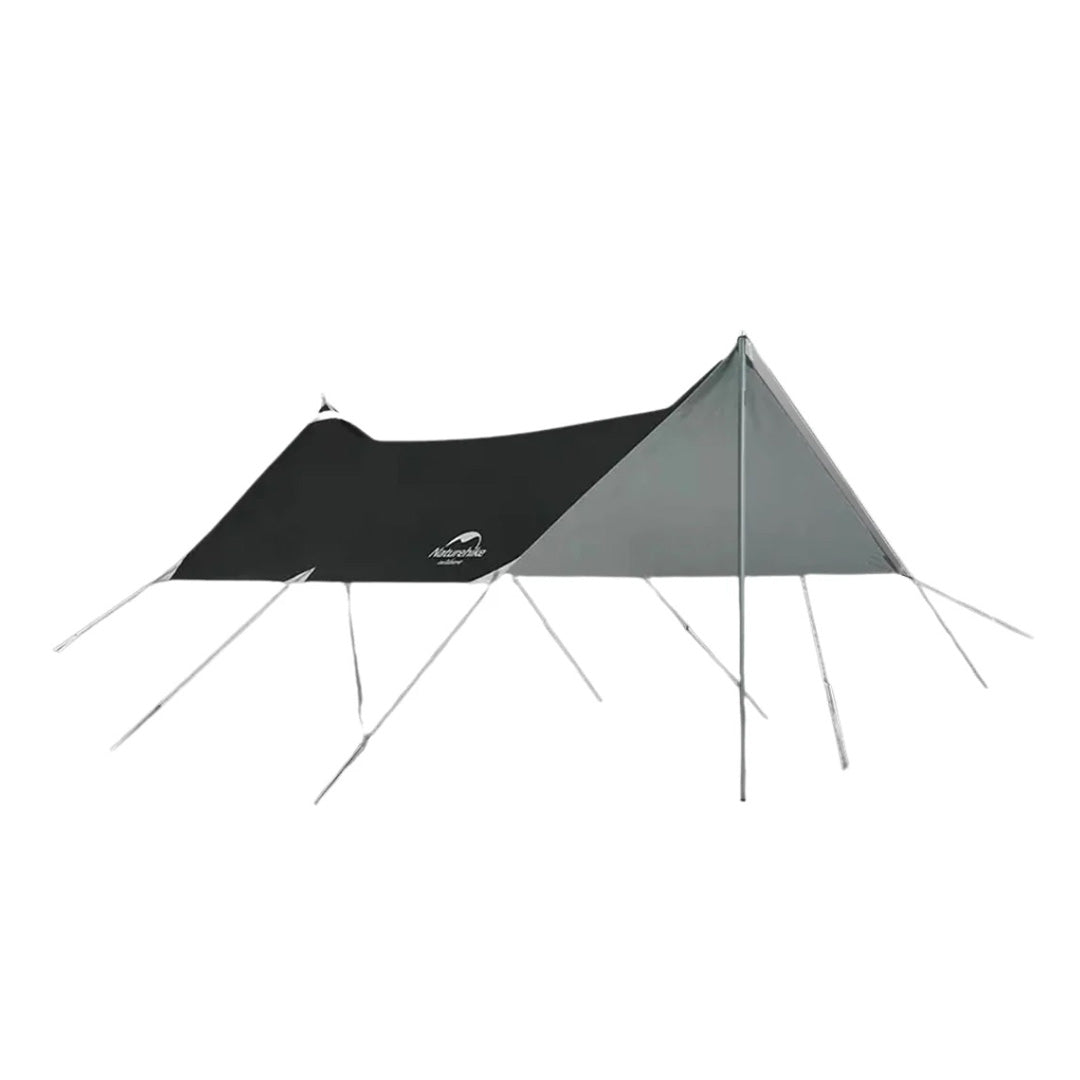 Naturehike Girder Shelter Tarp With 2 Poles Vinyl Coated Silver Version Black